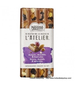 Nestle L'atelier Milk Chocolate with raisin hazelnuts almond  195g